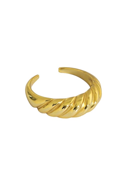 Gold [17 adjustable] 925 Sterling Silver Irregular Vintage Band Ring